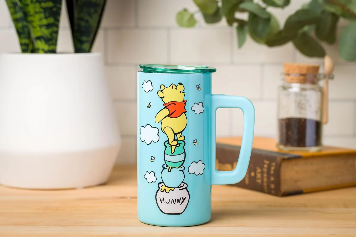 Silver Buffalo Disney Winnie the Pooh Hunny Stack Double Wall Stainless Steel Coffee Mug with Handle, 15 Ounces