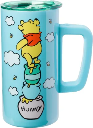 Silver Buffalo Disney Winnie the Pooh Hunny Stack Double Wall Stainless Steel Coffee Mug with Handle, 15 Ounces