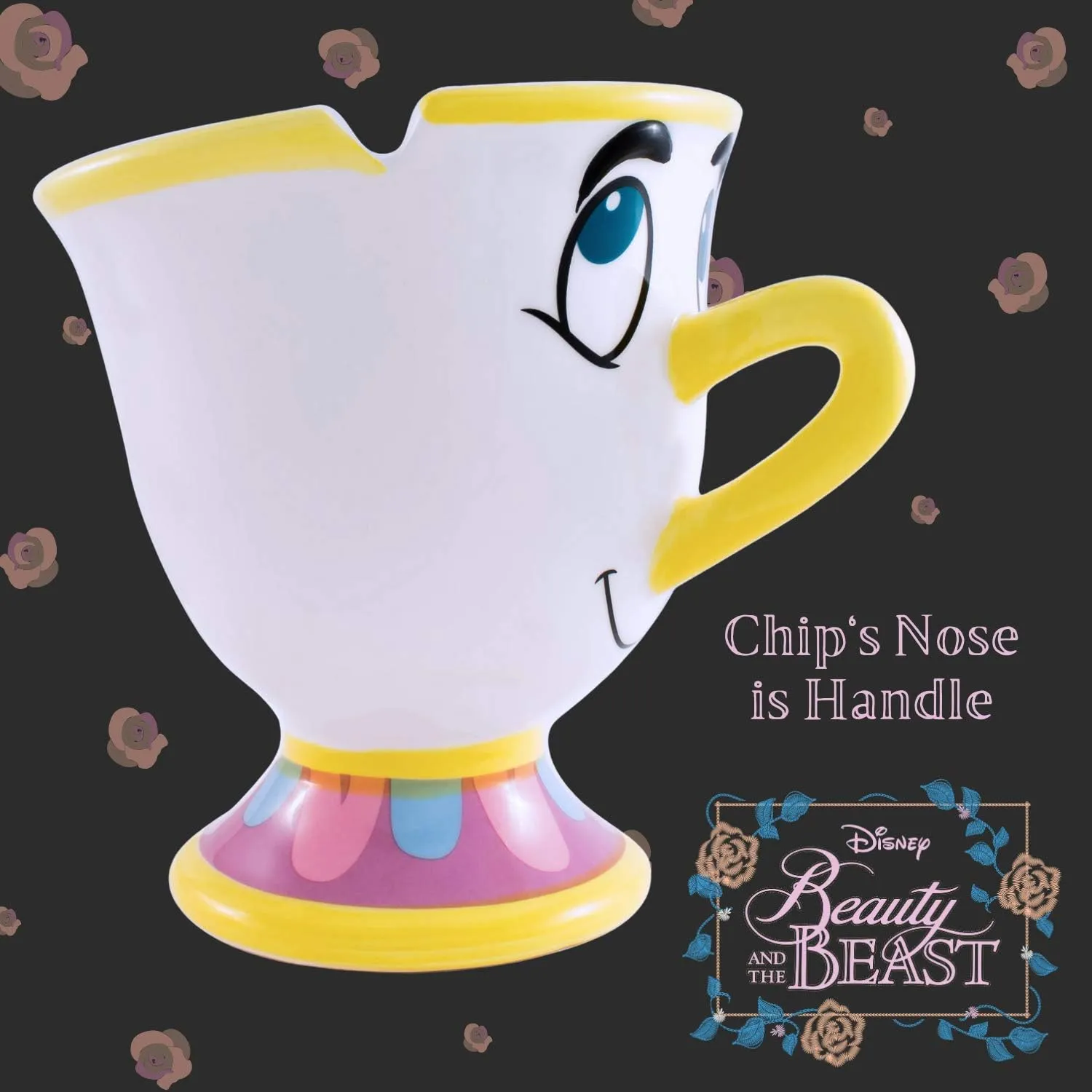 Silver Buffalo Disney's Beauty and The Beast Chip Tea Cup 3D Sculpted Ceramic Coffee Mug, 20 Ounces