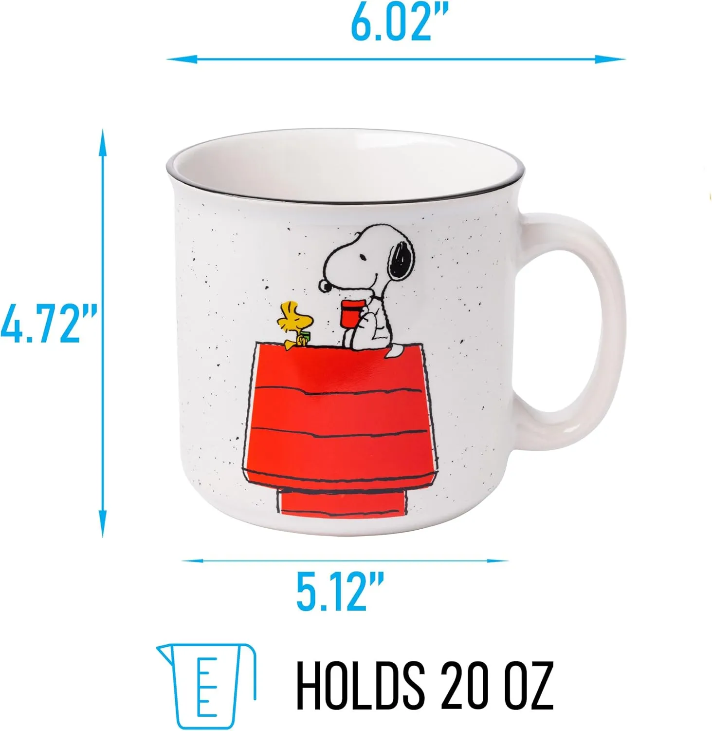 Silver Buffalo Peanuts Snoopy and Woodstock Get Cozy Ceramic Camper Mug, 20 Ounces