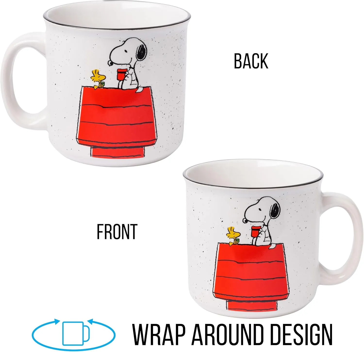 Silver Buffalo Peanuts Snoopy and Woodstock Get Cozy Ceramic Camper Mug, 20 Ounces