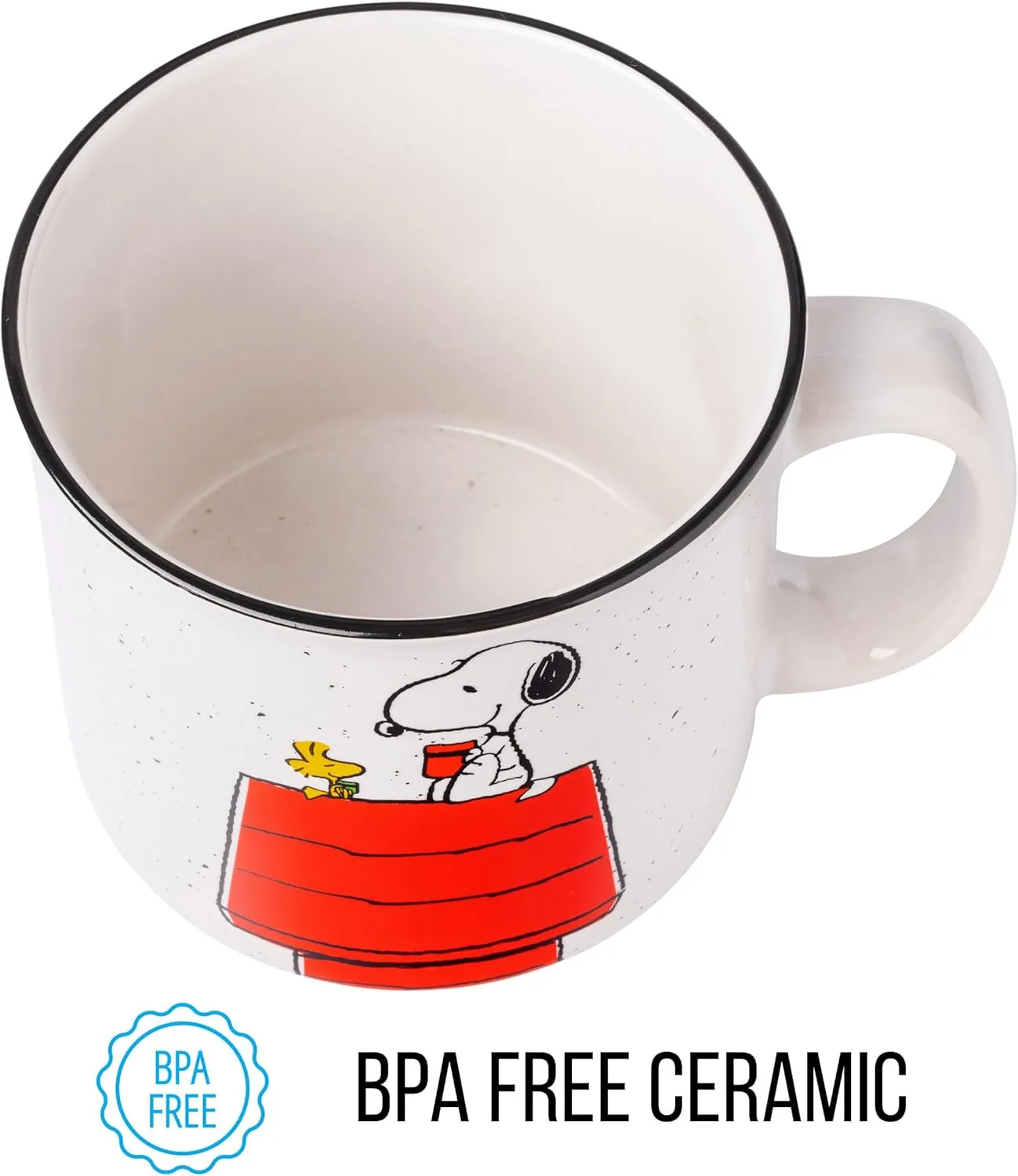 Silver Buffalo Peanuts Snoopy and Woodstock Get Cozy Ceramic Camper Mug, 20 Ounces