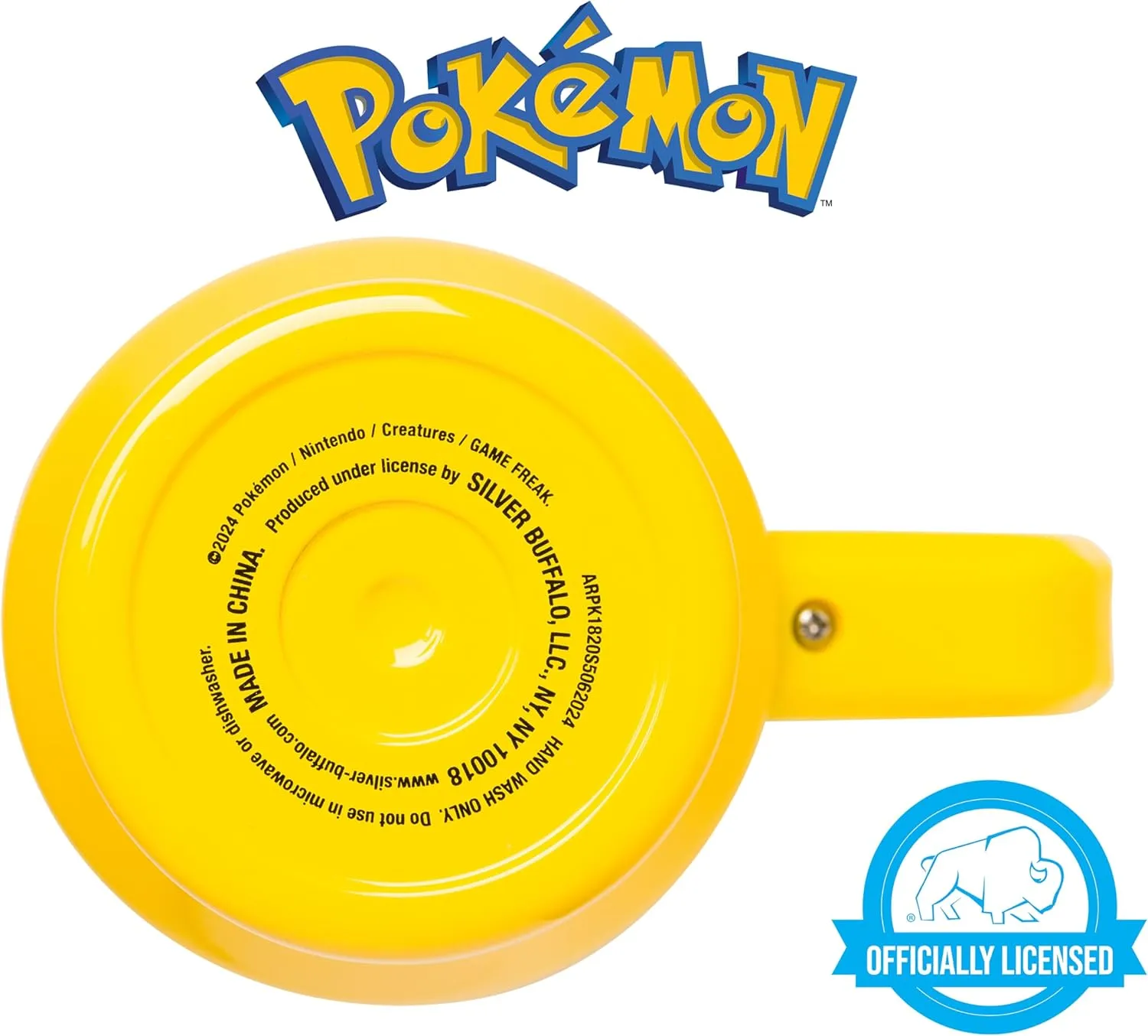Silver Buffalo Pokemon Pikachu Badge Lightning Bolts Stainless Steel Tumbler with Handle and Straw, Fits in Standard Cup Holder, 40 Ounces