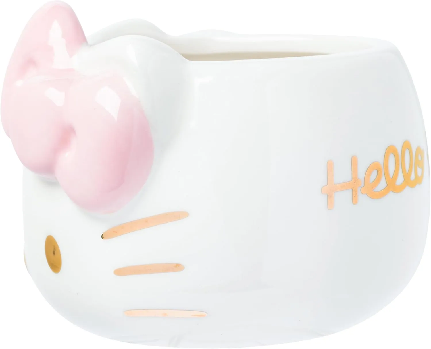 Silver Buffalo Sanrio Hello Kitty Gold Detail Ceramic 3D Sculpted Mug, 20 Ounces
