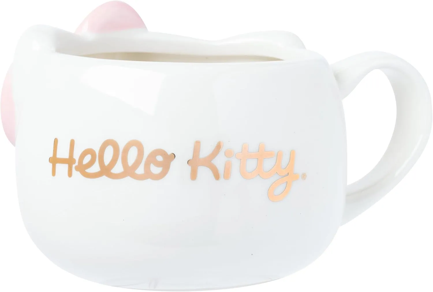 Silver Buffalo Sanrio Hello Kitty Gold Detail Ceramic 3D Sculpted Mug, 20 Ounces