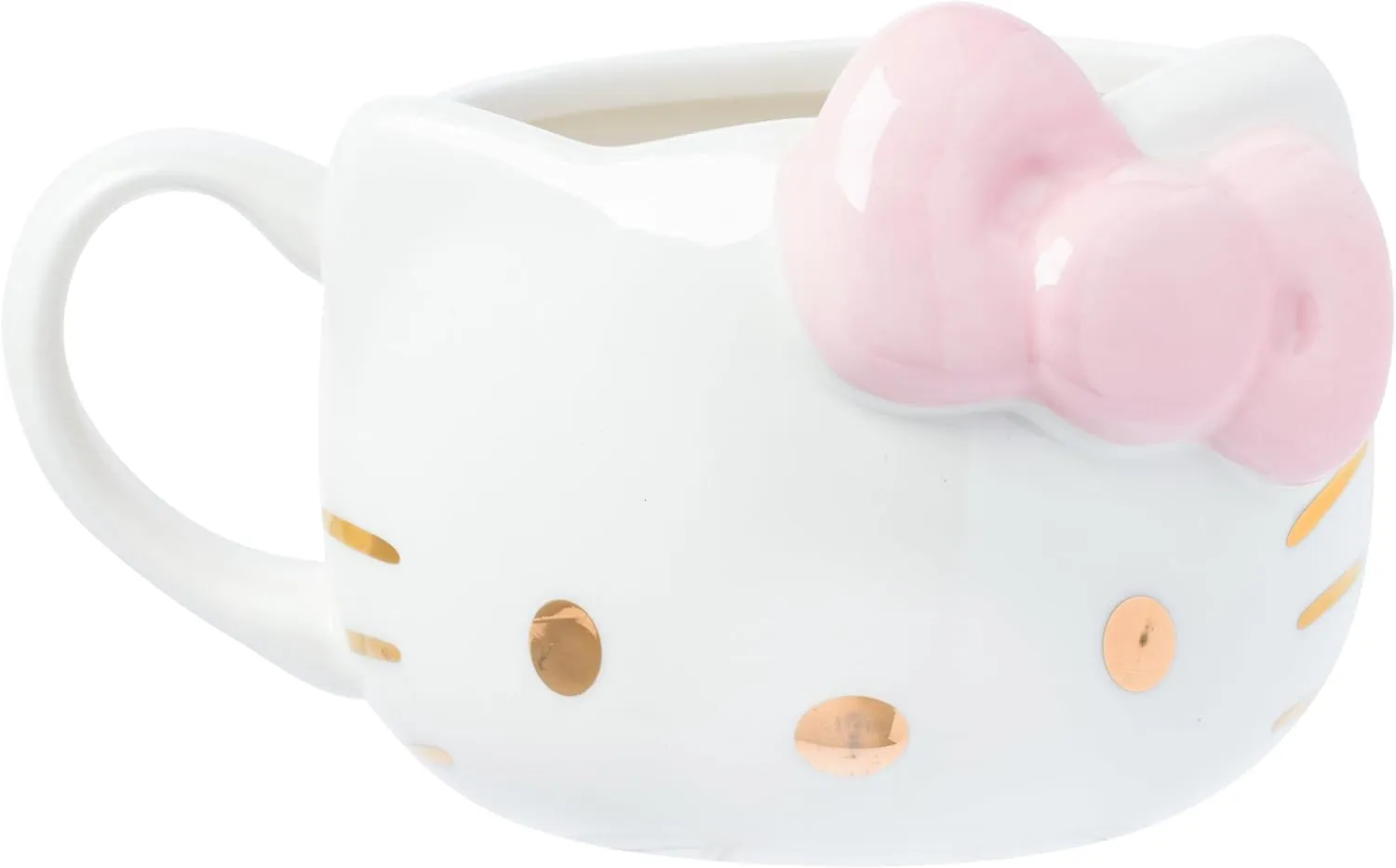 Silver Buffalo Sanrio Hello Kitty Gold Detail Ceramic 3D Sculpted Mug, 20 Ounces