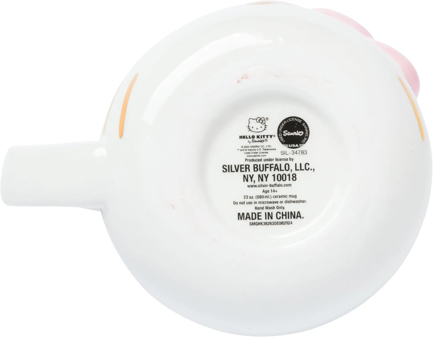 Silver Buffalo Sanrio Hello Kitty Gold Detail Ceramic 3D Sculpted Mug, 20 Ounces