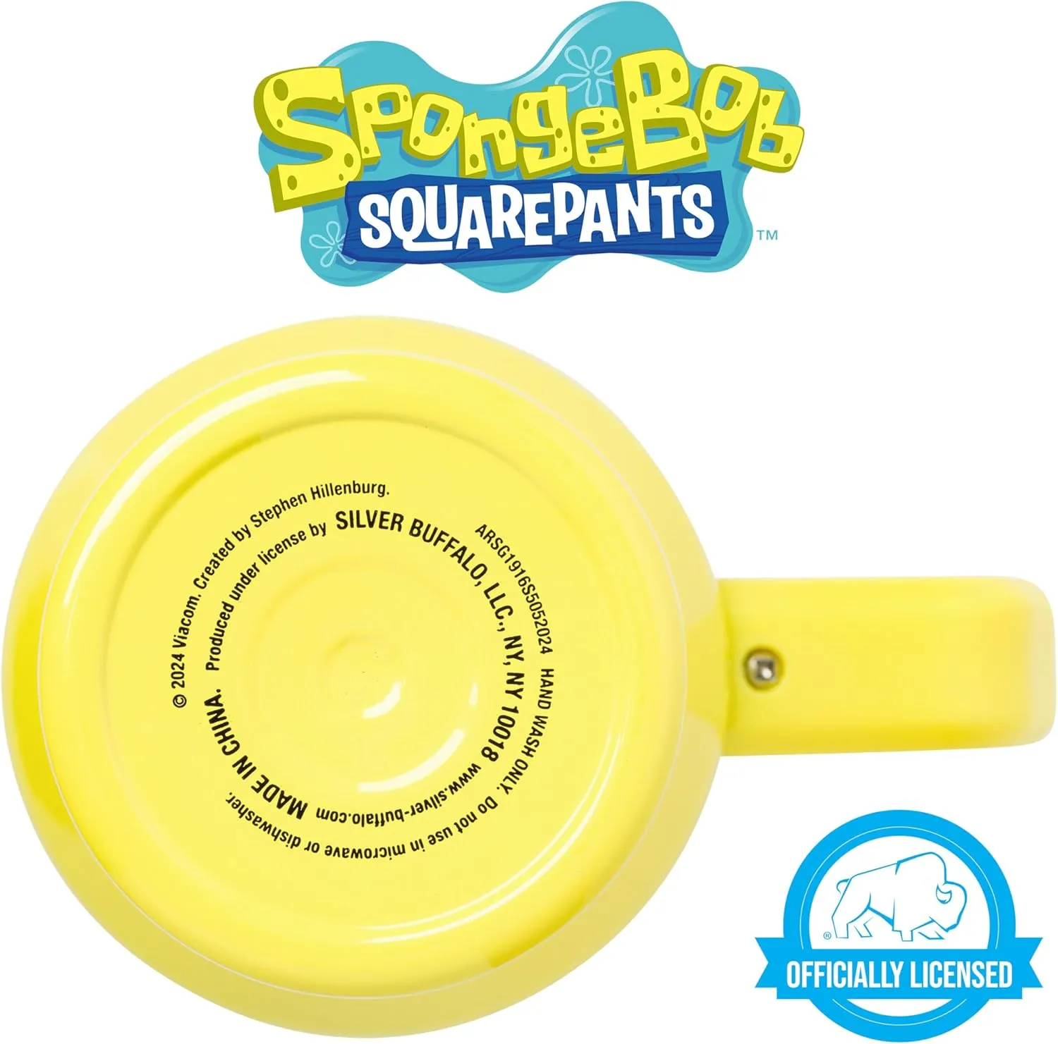 Silver Buffalo Spongebob Squarepants Smiling Face Stainless Steel Tumbler with Handle and Straw, Fits in Standard Cup Holder, 40 Ounces