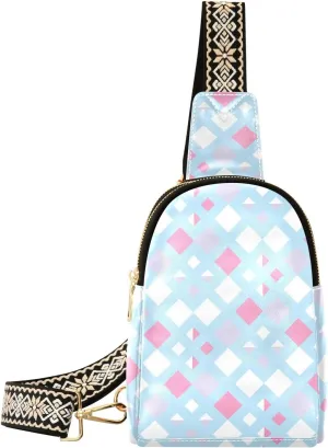 Sling Bag Leather Crossbody Bags Bling Porcelain Pattern Waist Packs Fanny Pack Chest Bag Travel Purse for Women Traveling Daily Shopping