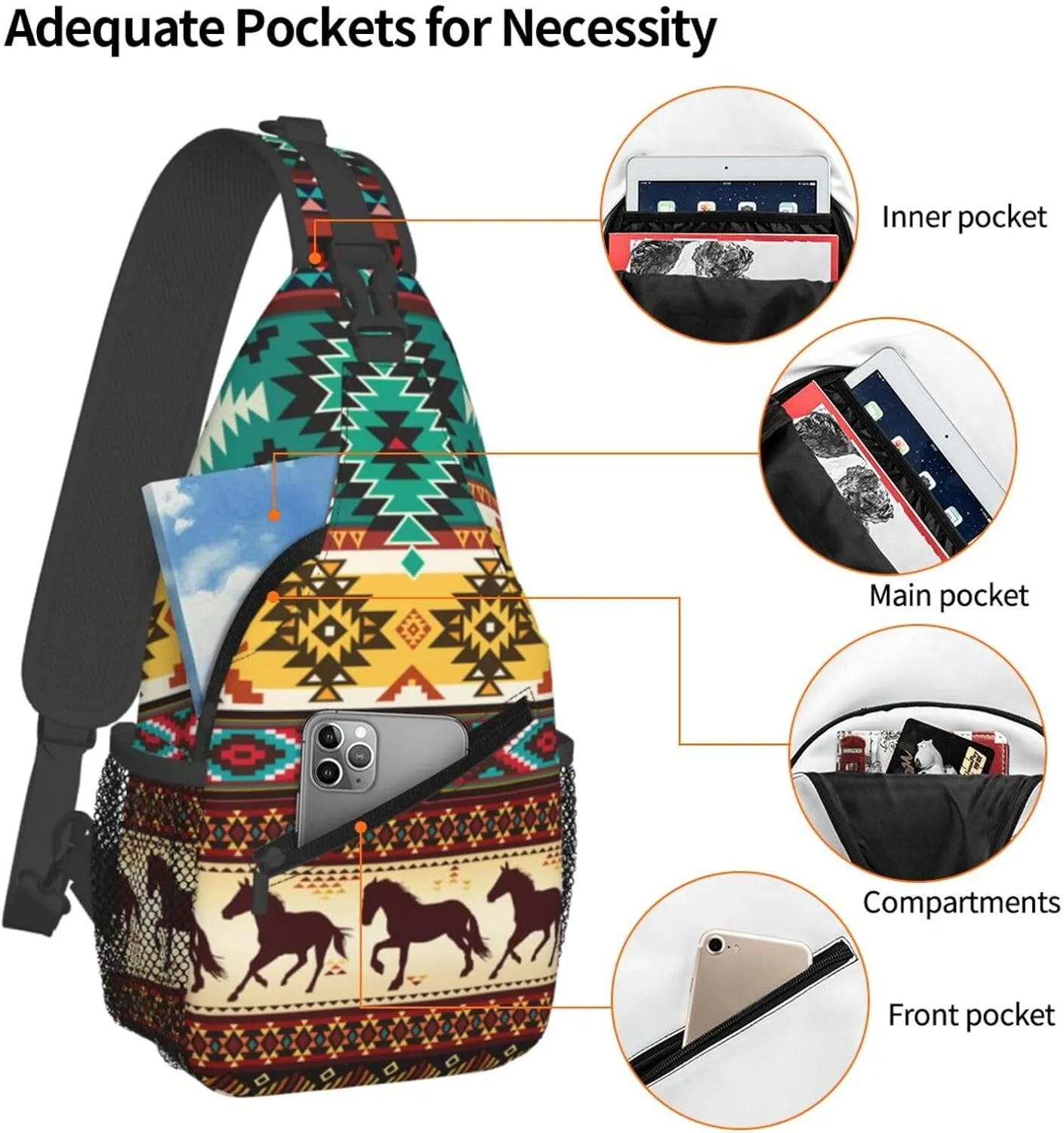 Sling Daypacks,adjustable Rope Crossbody One Shoulder Bag Travel Hiking Cycling for Men Women Gift…
