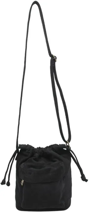 Small Crossbody Bag for Women Shoulder Bag Mini Drawstring Bucket Bag Canvas Tote Handbag Cellphone Bag Purse
