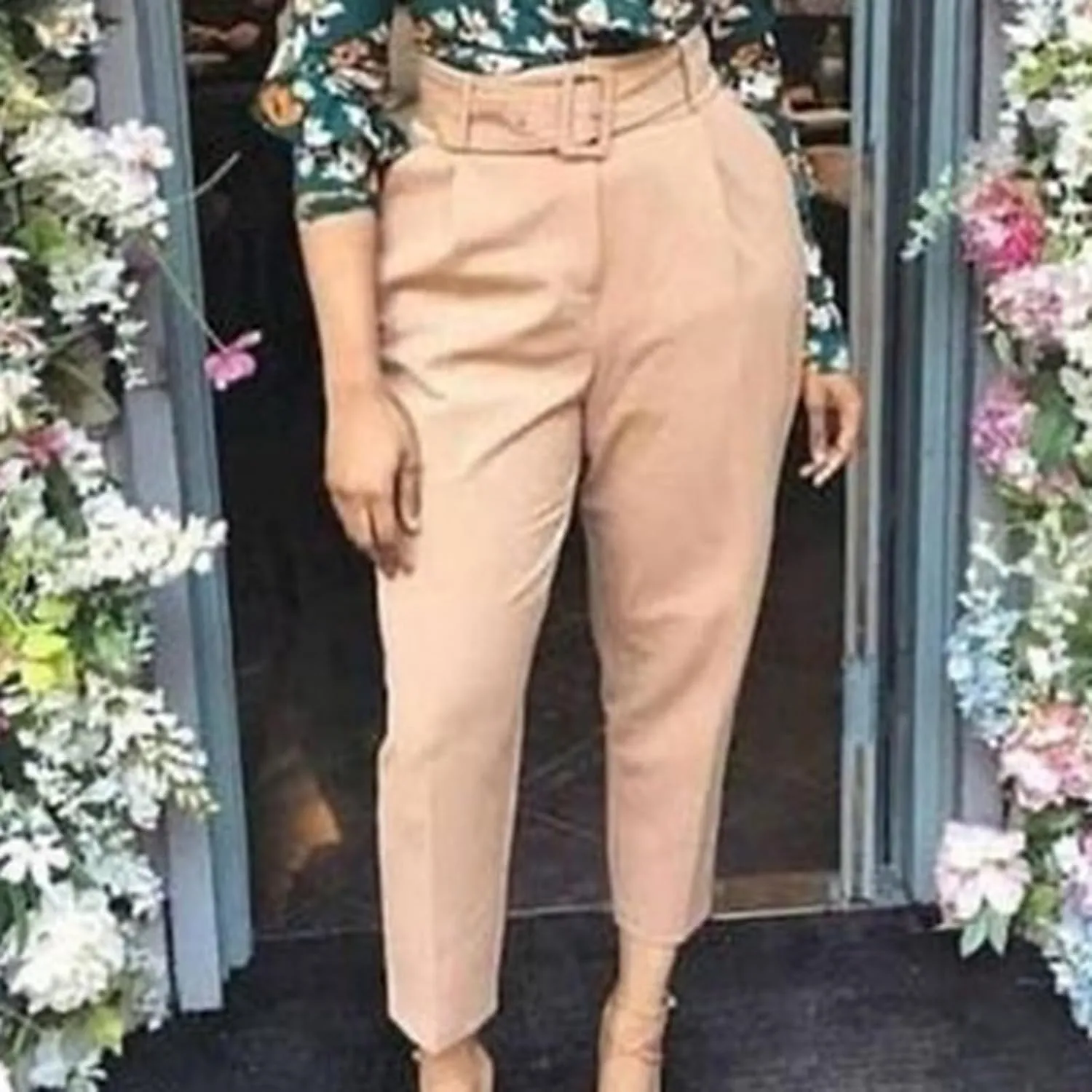 SMIDOW Womens Suit Pants Cargo Pants Straight Leg Wide Leg Pants with Matching Belt Formal Trousers Business Pants