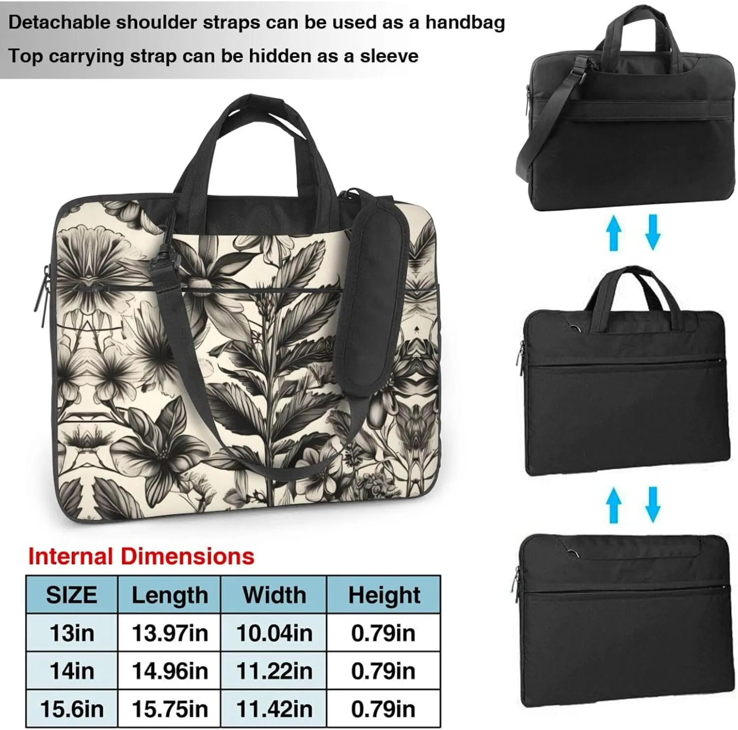 Smokey Mountain Cliff Print Notebook Computer Protective Carrying Cover With Pocket,13 Inch Laptop Shoulder Bag