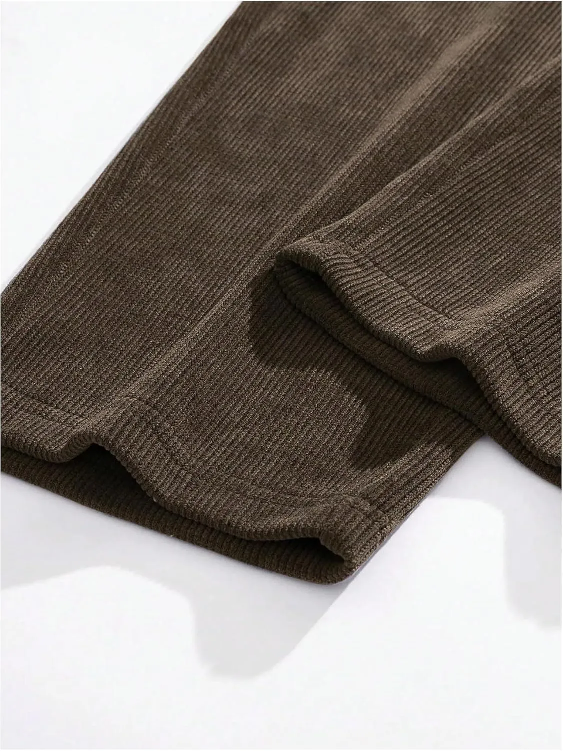 SOLY HUX Men's 2 Piece Corduroy Pants Drawstring Elastic Waist Straight Leg Baggy Pants with Pockets
