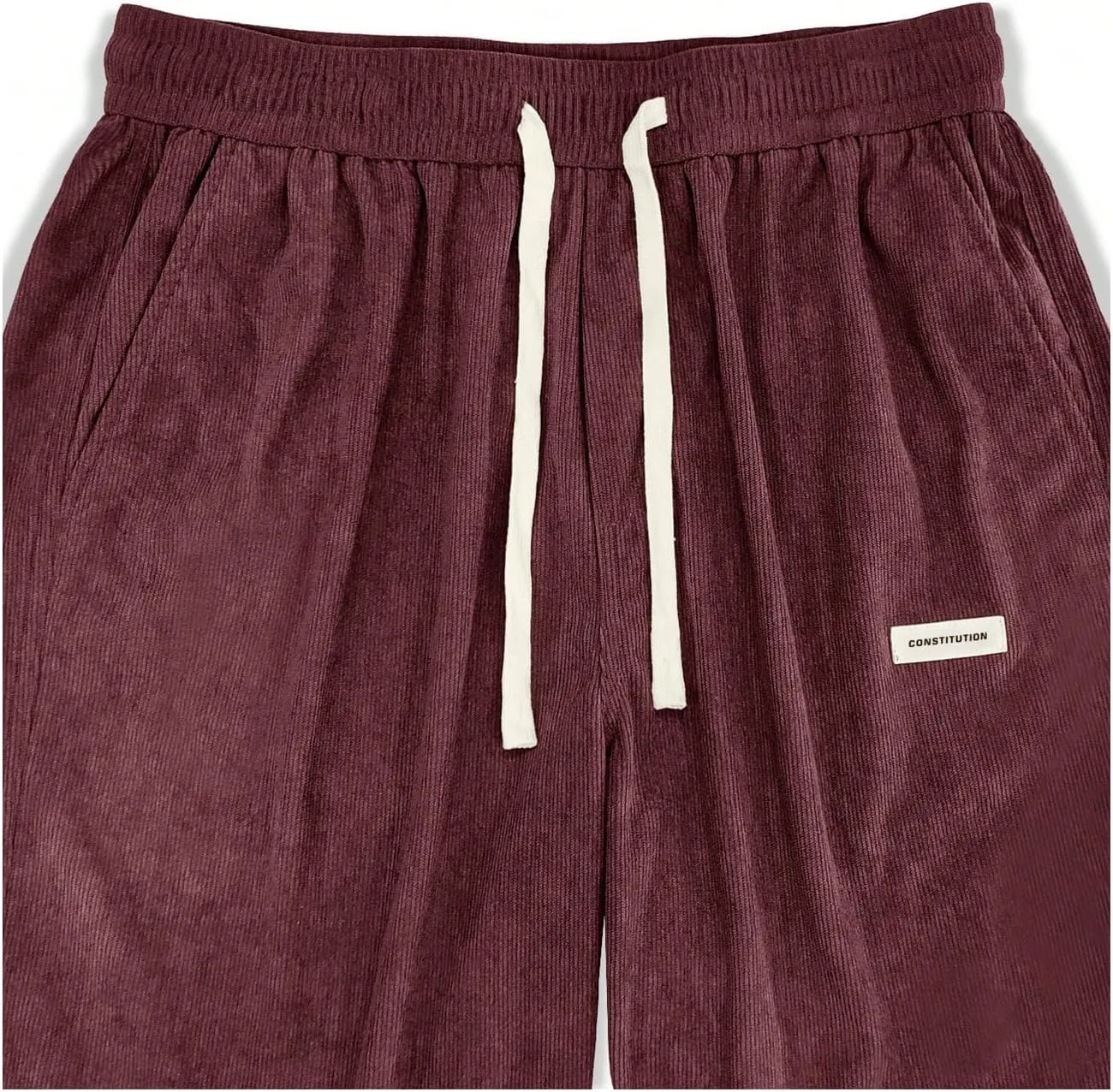 SOLY HUX Men's Corduroy Pants Casual Drawstring Elastic Waist Straight Leg Sweatpants with Pockets