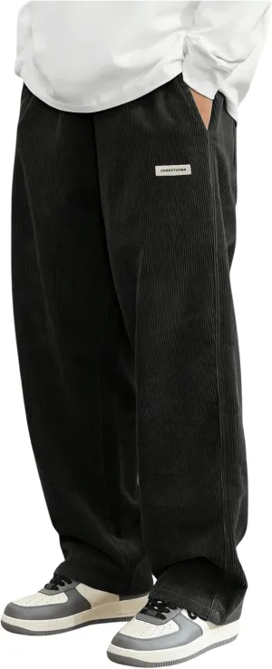 SOLY HUX Men's Corduroy Pants Casual Drawstring Elastic Waist Straight Leg Sweatpants with Pockets