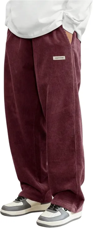 SOLY HUX Men's Corduroy Pants Casual Drawstring Elastic Waist Straight Leg Sweatpants with Pockets