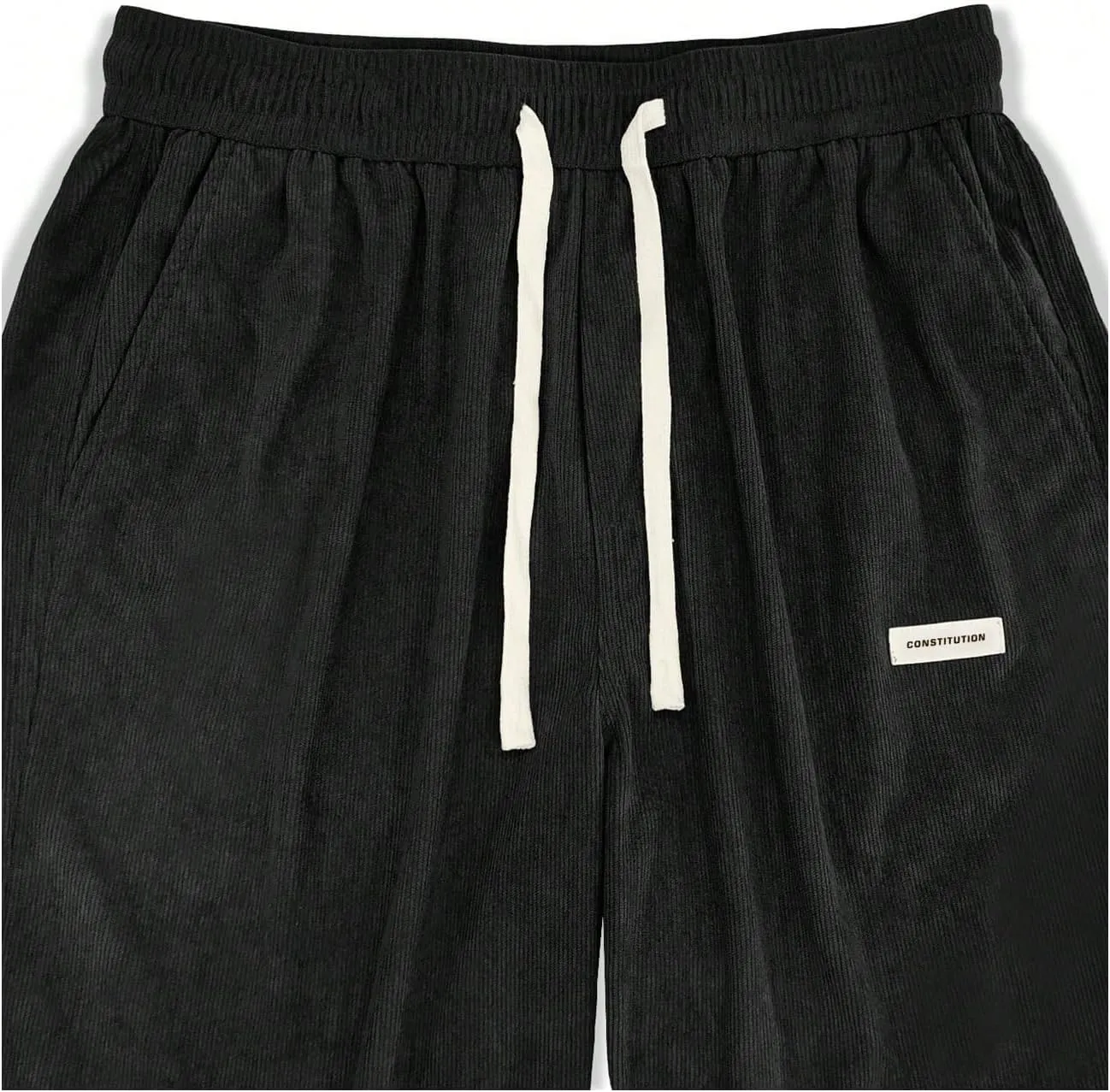 SOLY HUX Men's Corduroy Pants Casual Drawstring Elastic Waist Straight Leg Sweatpants with Pockets
