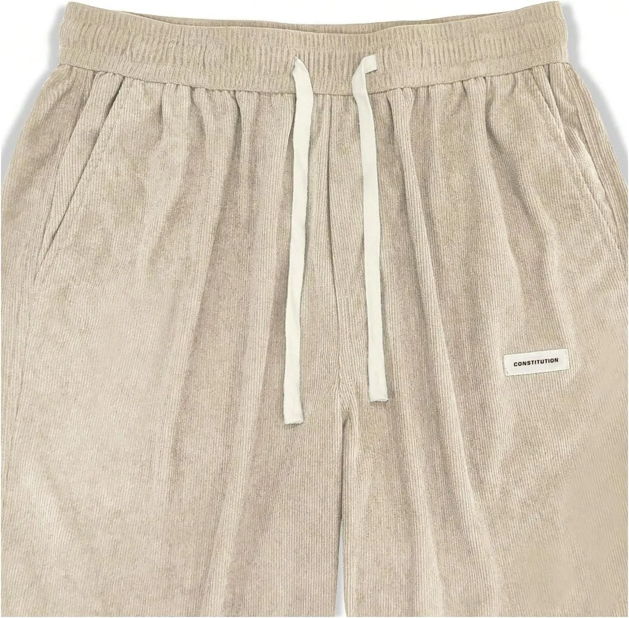 SOLY HUX Men's Corduroy Pants Casual Drawstring Elastic Waist Straight Leg Sweatpants with Pockets