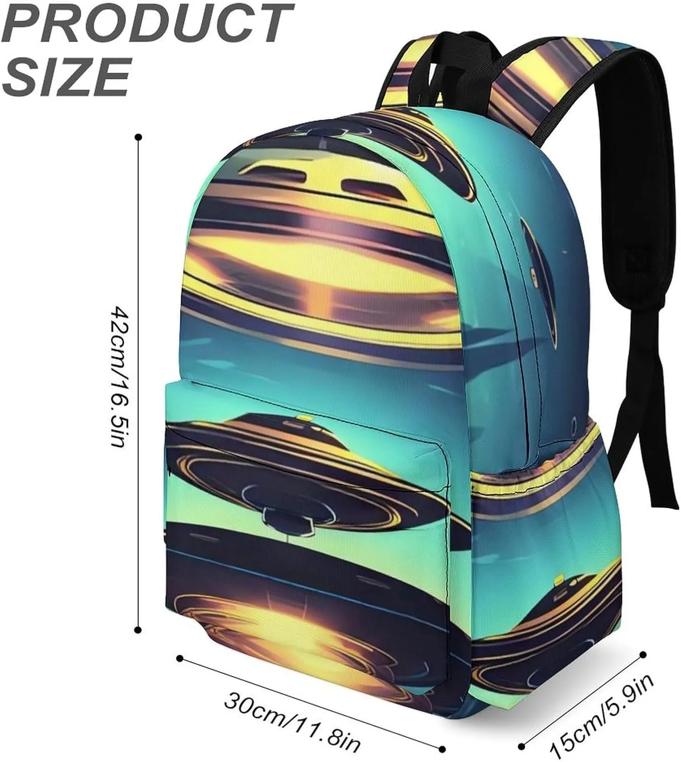 Spacecraft Descend Print Laptop Backpacks Casual Shoulder Bag Travel Daypack Fashion for Men Women