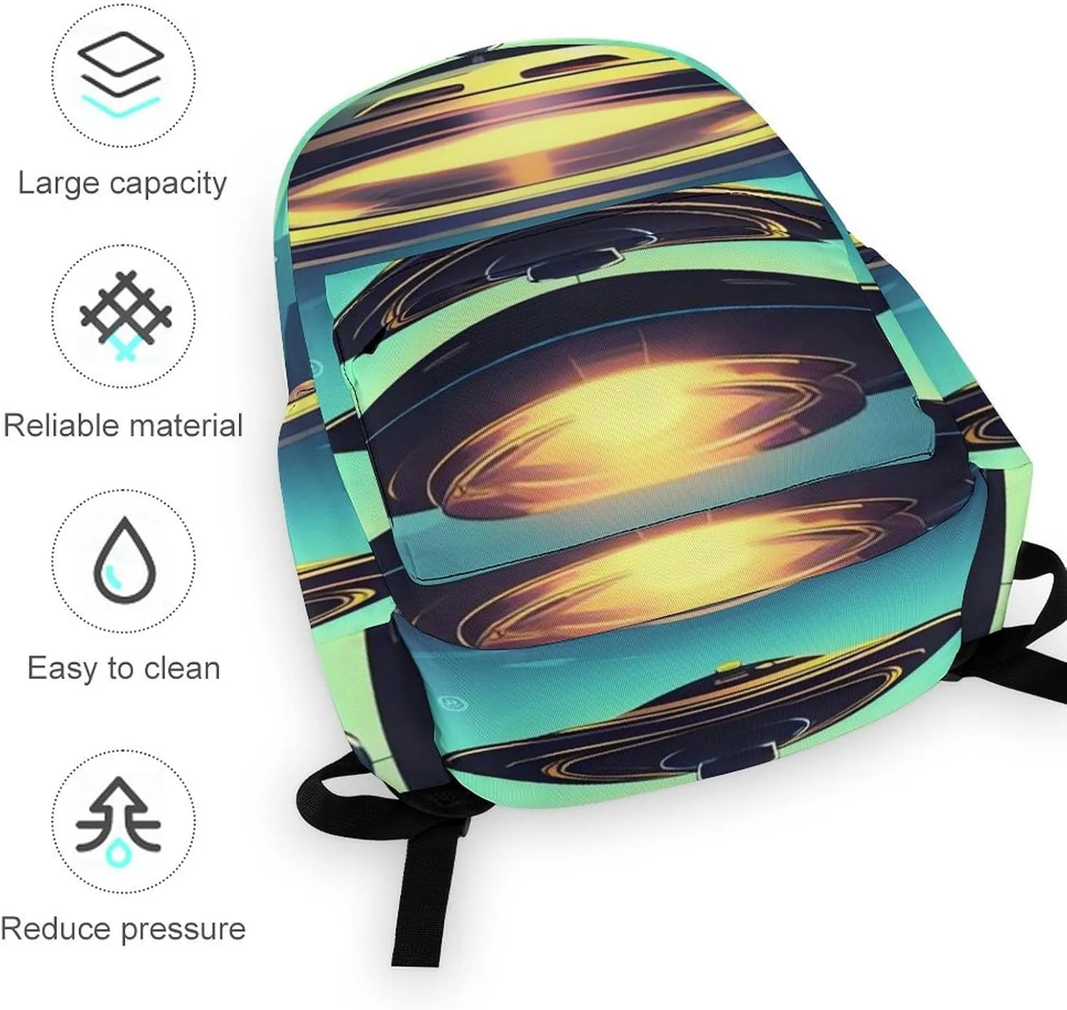 Spacecraft Descend Print Laptop Backpacks Casual Shoulder Bag Travel Daypack Fashion for Men Women