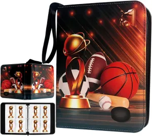 Sports Card Binder 400 Pockets Trading Card Binder with 50 Sleeves Fits 400 Sport Cards, Sports Card Holder Binder with Zipper, Soccer Football Baseball Basketball Hockey Card Gifts Collection Storage