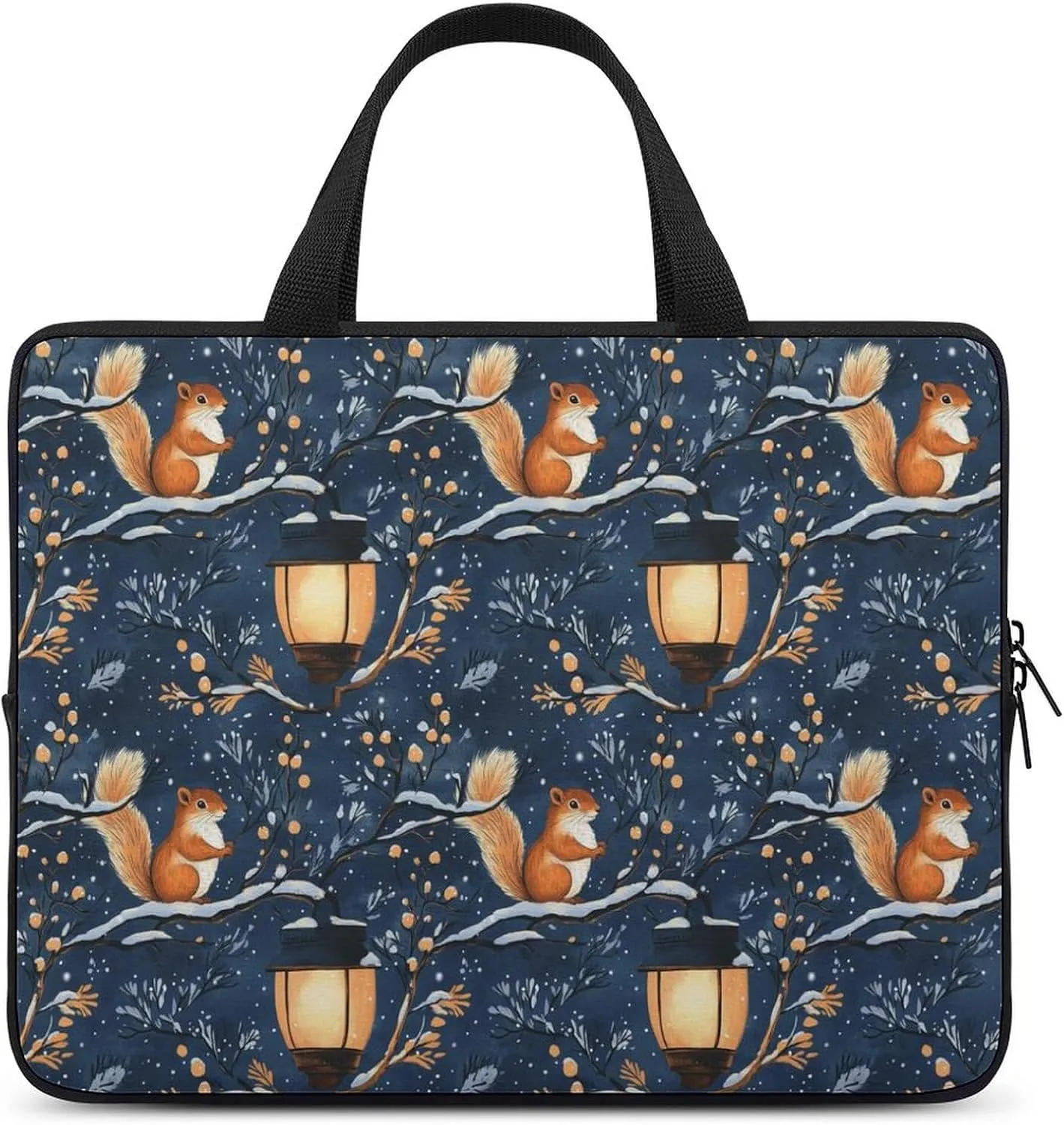 Squirrel Snow Lamp Laptop Bag Laptop Case Computer Messenger Bag with Adjustable Shoulder Strap