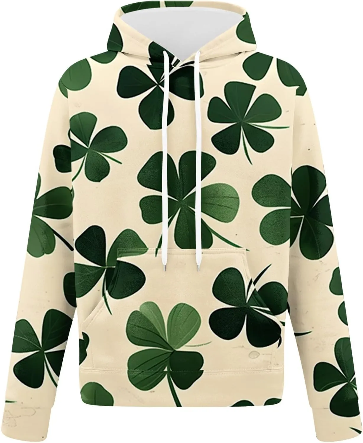 St Patrick's Day Sweatsuit Set for Mens Green Four Leaf Clover Long Sleeve Hoodies Trousers Casual Festival Outfits