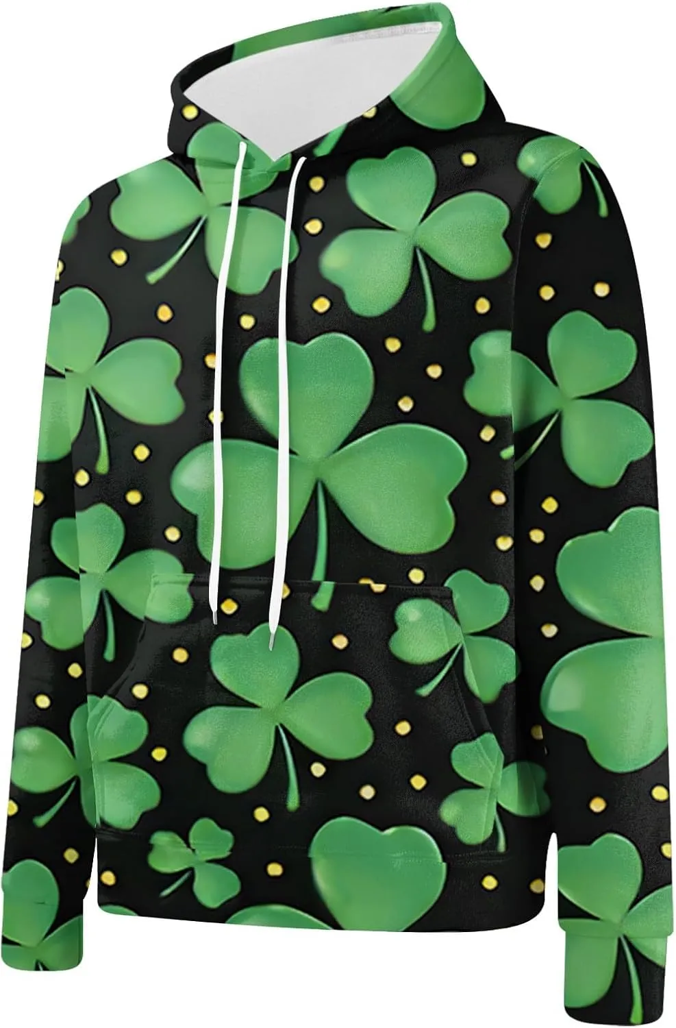 St Patrick's Day Sweatsuit Set for Mens Green Four Leaf Clover Long Sleeve Hoodies Trousers Casual Festival Outfits