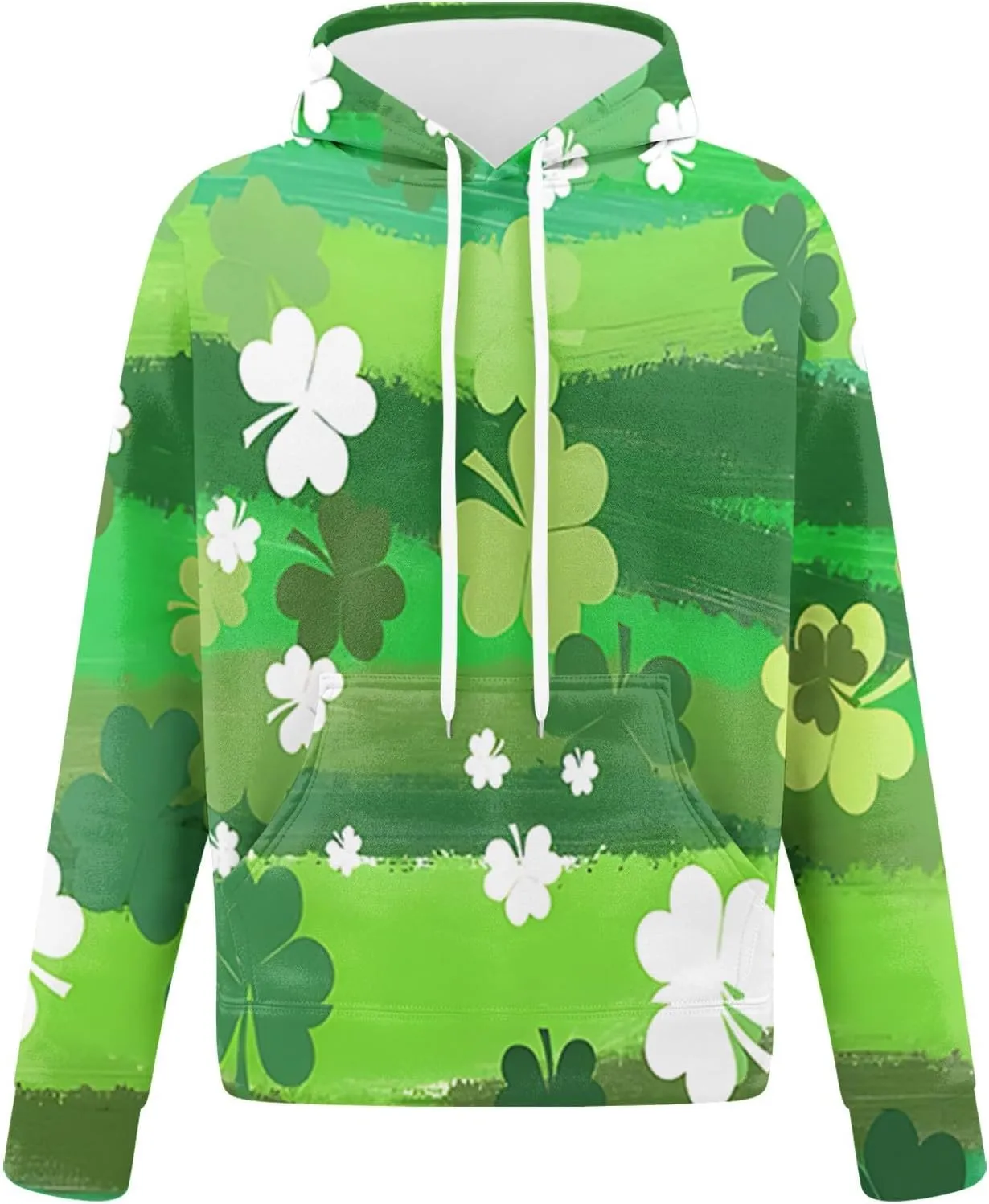 St Patrick's Day Sweatsuit Set for Mens Green Four Leaf Clover Long Sleeve Hoodies Trousers Casual Festival Outfits
