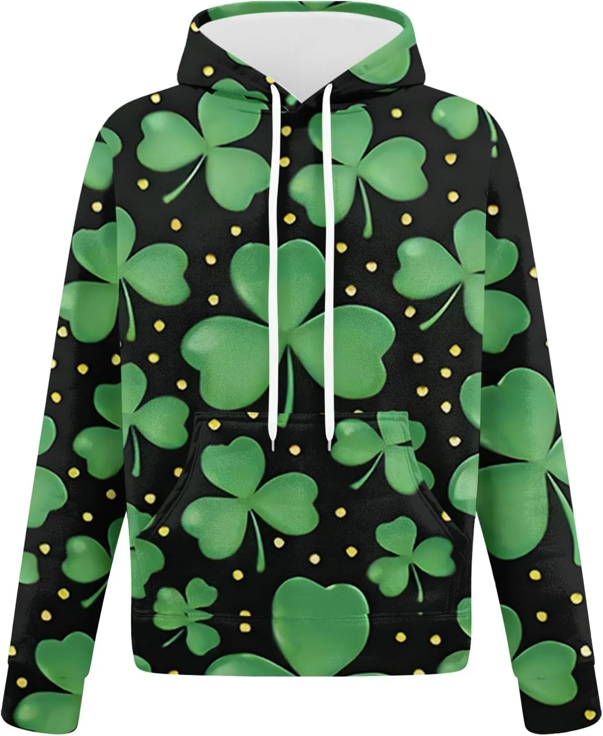 St Patrick's Day Sweatsuit Set for Mens Green Four Leaf Clover Long Sleeve Hoodies Trousers Casual Festival Outfits