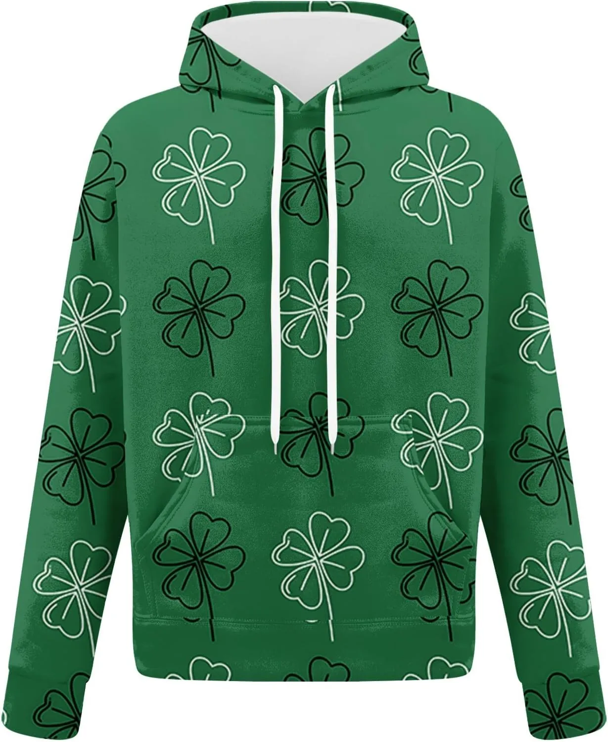 St Patrick's Day Sweatsuit Set for Mens Green Four Leaf Clover Long Sleeve Hoodies Trousers Casual Festival Outfits