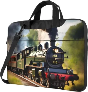 Steam Little Train Print Laptop Bag Laptop Case Shoulder Laptop Bag with Padded Protection Spacious Pockets, Black