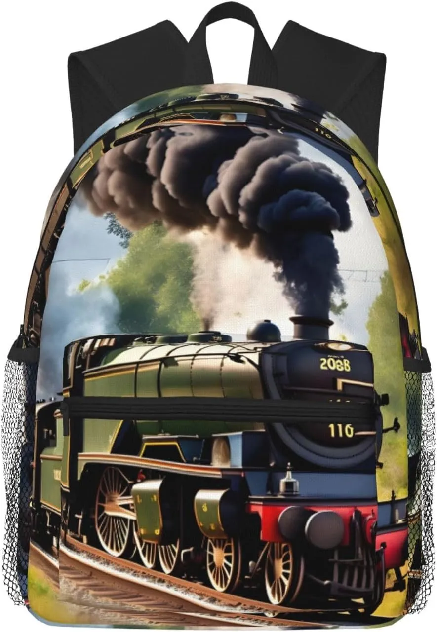 Steam Little Train print Lightweight and comfortable backpack Casual Laptop Backpack for Travel Hiking