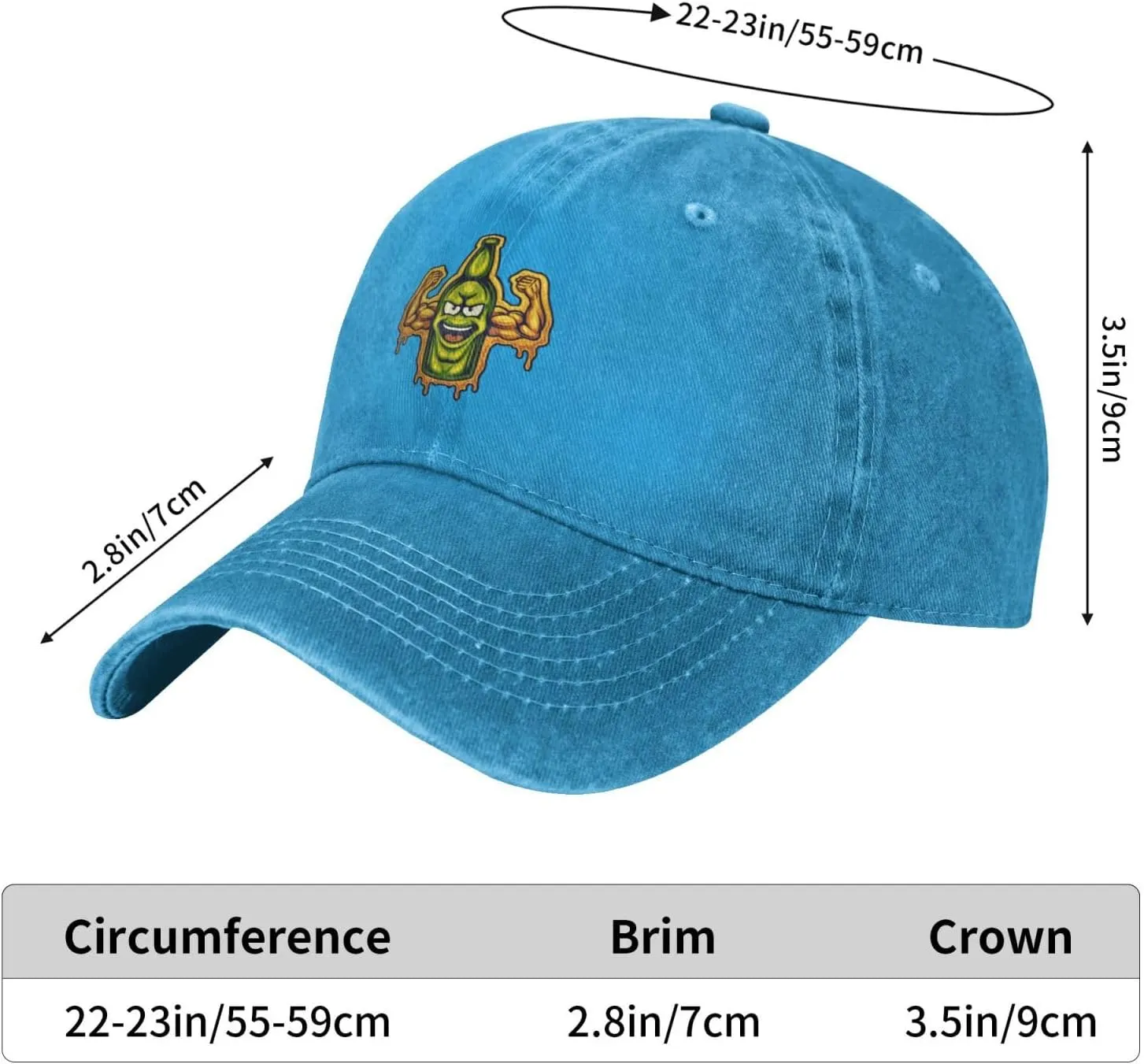 Strong Beer Bottle Cartoon Character Baseball Cap for Men Women Adjustable Vintage Washed Cotton Dad Hat