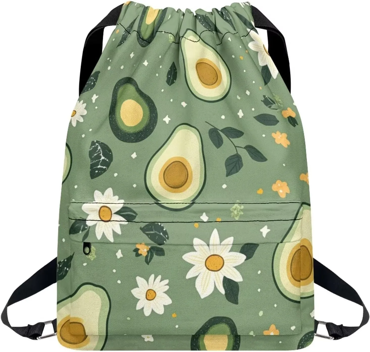 Stylish Gym Bags with Draw Cord Closures Avocados Pieces Drawstring Backpack for Women Gym Duffle Bag with Convenient Multi Pockets One Size Fits Most