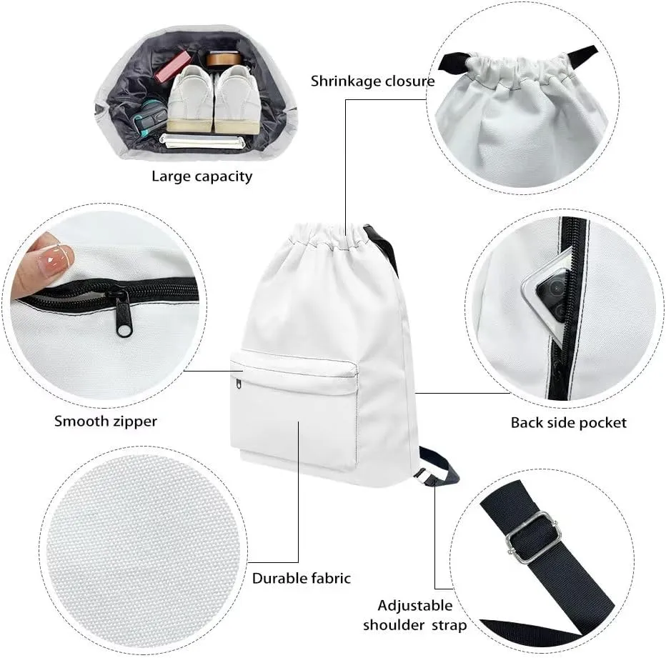Stylish Gym Bags with Draw Cord Closures Blooming Flowers Drawstring Backpack for Women Gym Duffle Bag with Convenient Multi Pockets One Size Fits Most