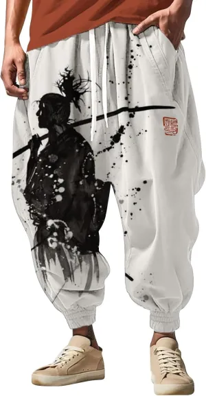 Sweatpants Fun Print Fashion Street Feel Casual Sweatpants Mens Drawstring Aladdil Hippie Harem Pants Mens Harem