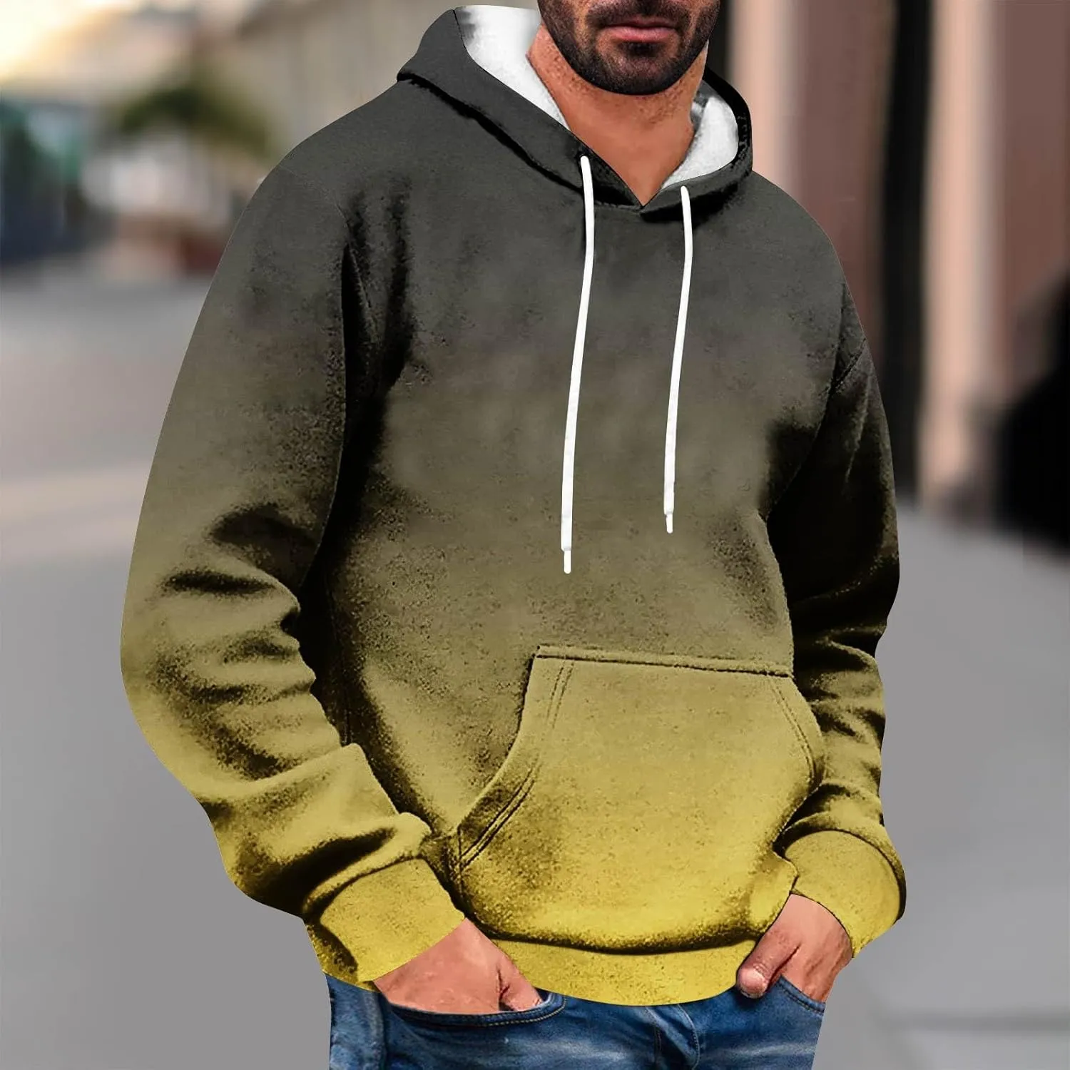 Sweatshirts for Men Stylish Vintage Drawstring Long Sleeve Hooded Sweatshirts Loose Fit Thick Graphic Fishing Hoodies