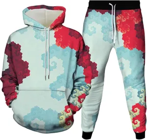 Sweatsuit Set for Men Novelty 3D Print Graphic Long Sleeve Hooded Top Pant Outdoor Casual Tracksuit Outfits Plus Size