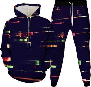 Sweatsuit Set for Men Novelty 3D Print Graphic Long Sleeve Hooded Top Pant Outdoor Casual Tracksuit Outfits Plus Size