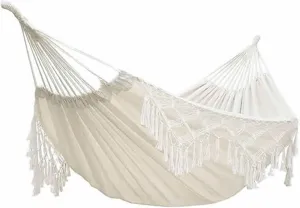 Swings Seats Double Deluxe Hammock, 2 Person Swing Mesh Chair, Handcrafted Bohemian Large Brazilian Lace Fringe for Beach, Patio, Bedroom, Terrace Play Set Swings (Color : 1)