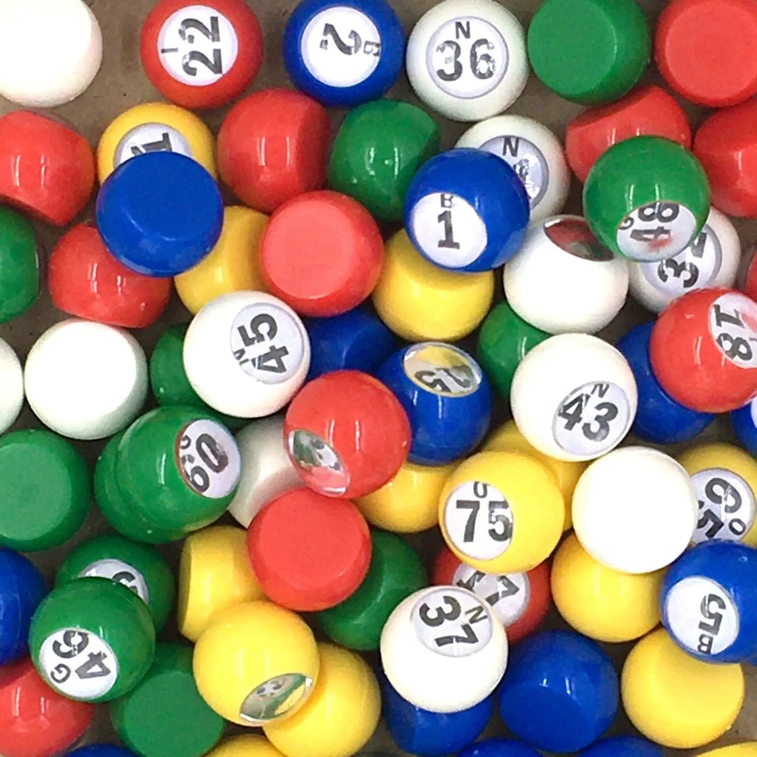 Tapp Collections Multi Color Plastic Bingo Ball Set - Balls with Flat Surface   Foldable Checkerboard   Drawstring Canvas Bag