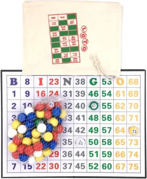 Tapp Collections Multi Color Plastic Bingo Ball Set - Balls with Flat Surface   Foldable Checkerboard   Drawstring Canvas Bag