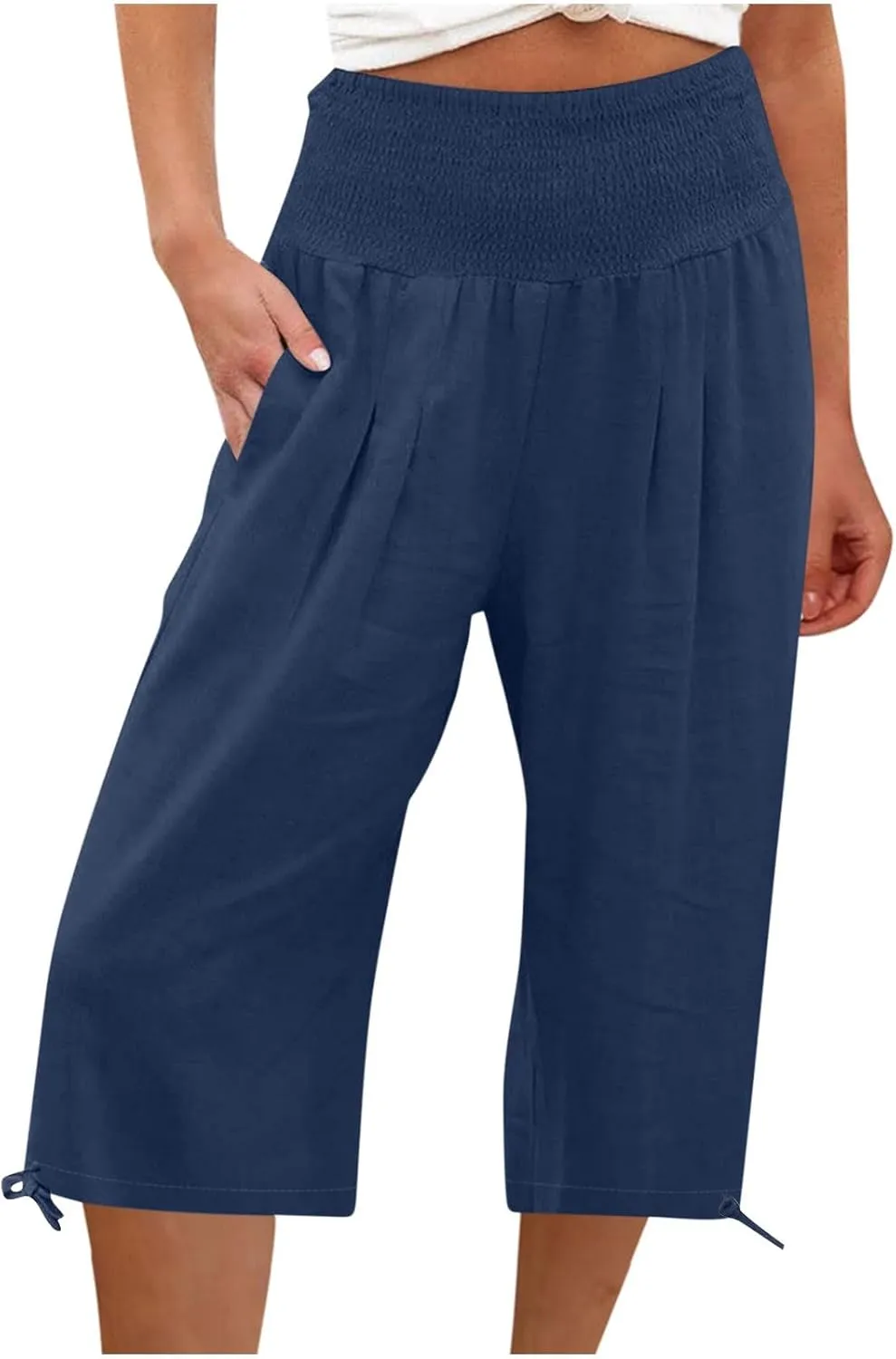 TARIENDY Comfy Pants for Women Trendy 2025 Linen Sweatpants Beach Casual Loose Pants High Waisted Elastic Lounge Pants