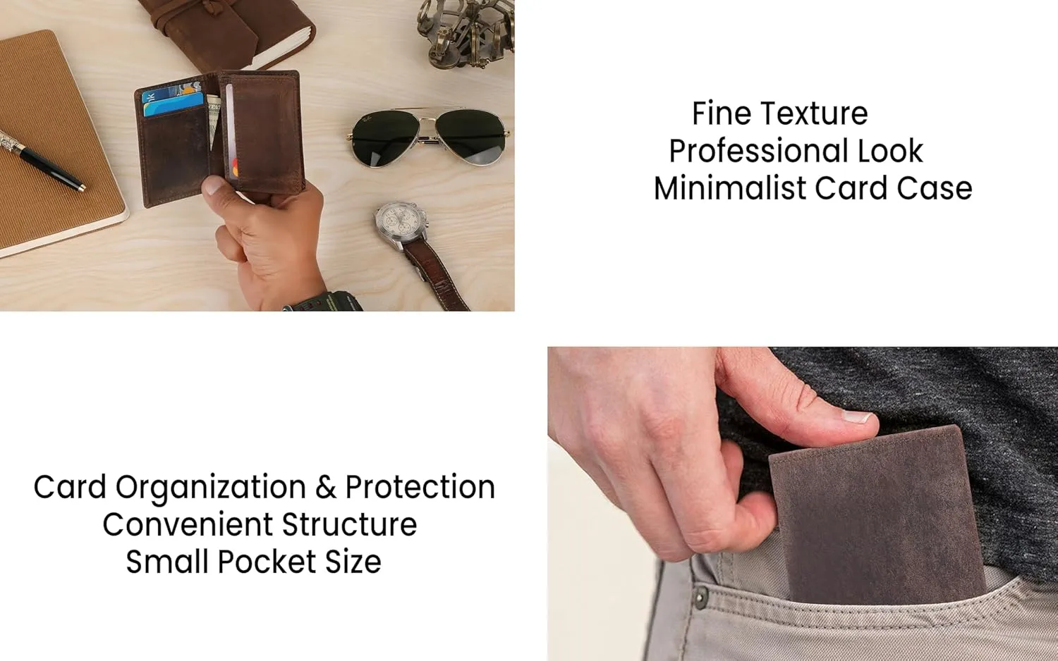 The Antiq Leather Men Wallet, Business Card Case Expandable Bifold Card Holder for Men and Women Men's Purse RFID Wallet for Men- Brown