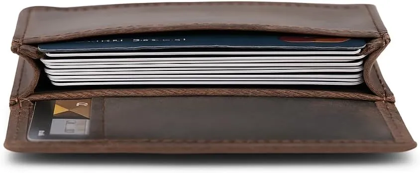 The Antiq Leather Men Wallet, Business Card Case Expandable Bifold Card Holder for Men and Women Men's Purse RFID Wallet for Men- Brown