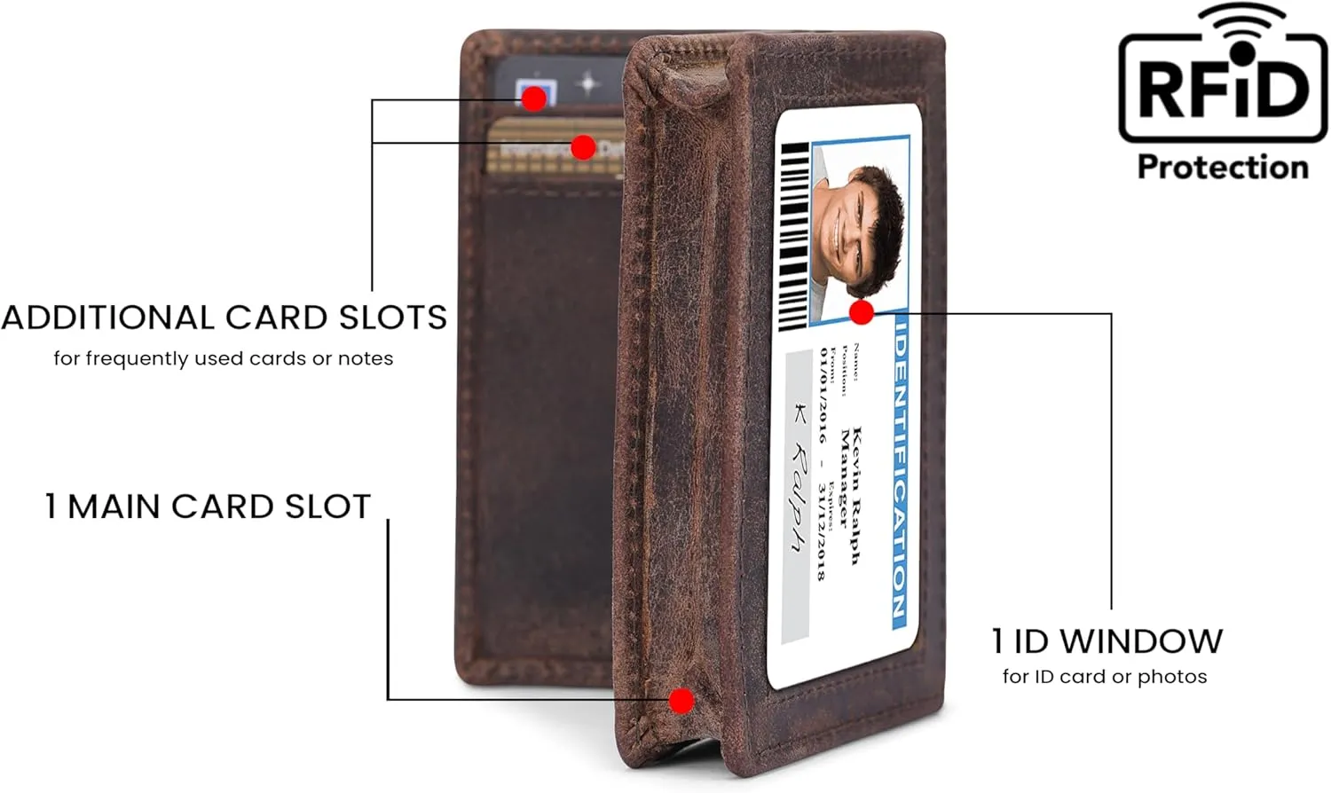 The Antiq Leather Men Wallet, Business Card Case Expandable Bifold Card Holder for Men and Women Men's Purse RFID Wallet for Men- Brown