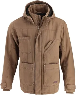 Thorogood Men's Iron River Heavyweight Jacket, Insulated Stone Washed Canvas Workwear Coat with Hood