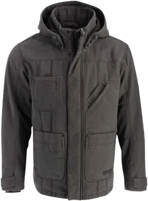 Thorogood Men's Iron River Heavyweight Jacket, Insulated Stone Washed Canvas Workwear Coat with Hood